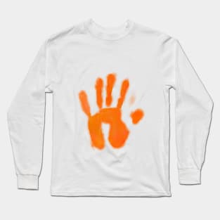 Orange Cheese Handprint Stain Long Sleeve T-Shirt